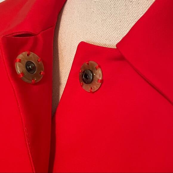 Coldwater Creek Colorblock Long Jacket Red Tan Khaki Bell Sleeves Size 10 - Picture 7 of 10